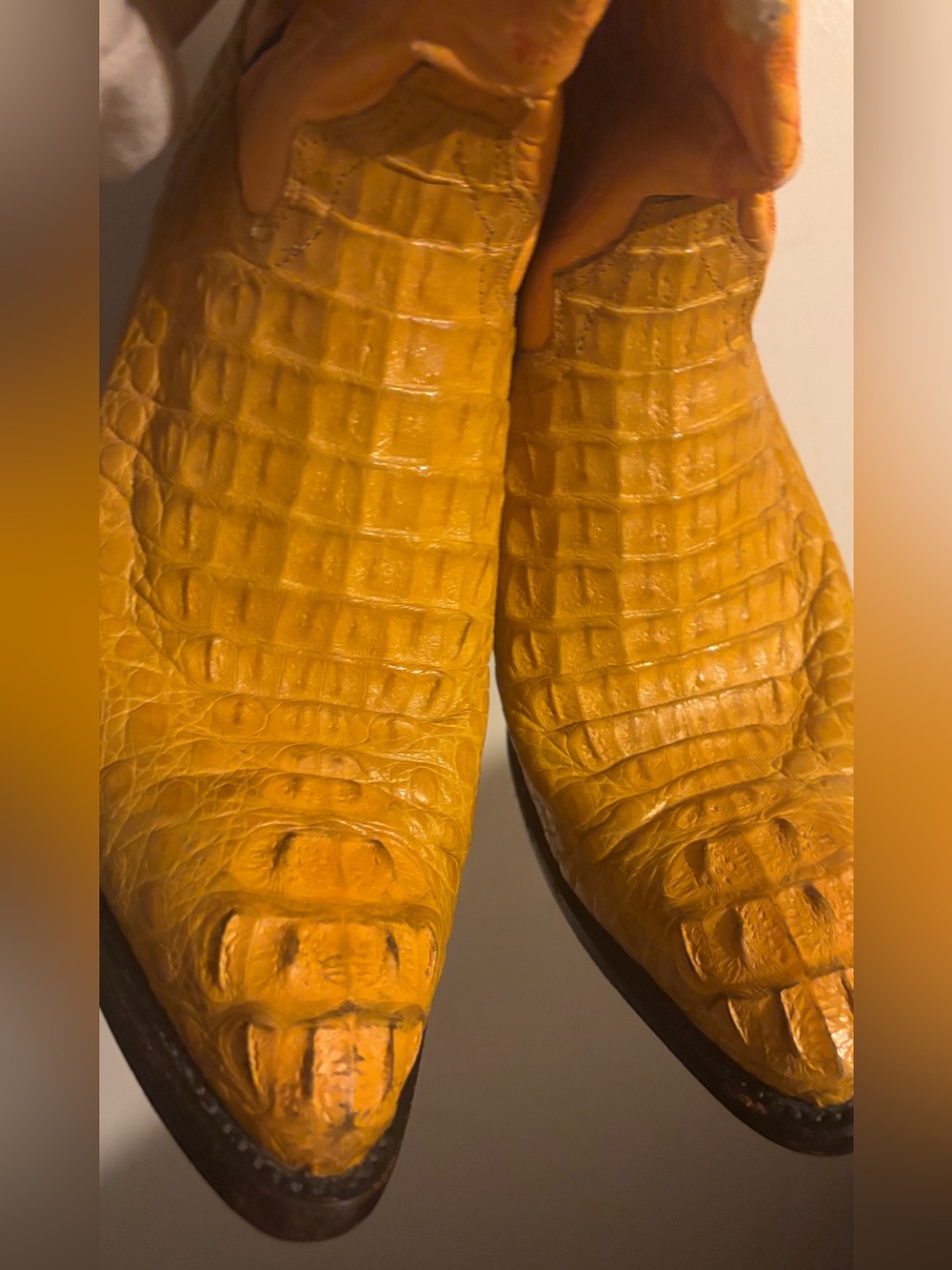 El General 1901 Buttercup Yellow Caiman Exotic Cowboy Boots Size 11